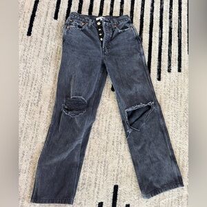 Re/Done Charcoal Distressed Boyfriend Jeans
